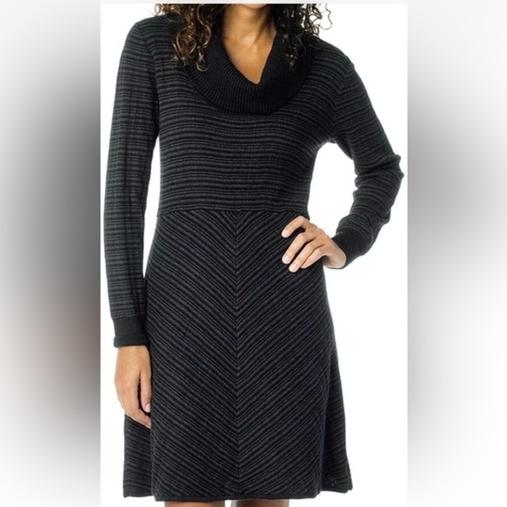 Prana Striped Cowl Neck Monica Sweater Dress Size M